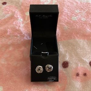 Sterling Silver Bridge Diamond Earrings 1/10ctw